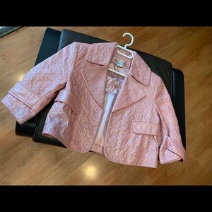 Crop pink leather jacket